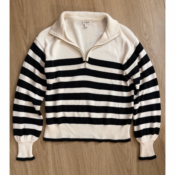 J. Crew Striped half-zip sweater with pearl zipper - Picture 4 of 10